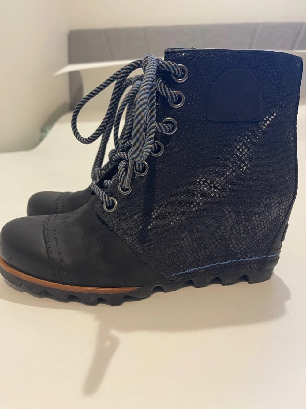 Sorel 1964 Premium Wedge Booties Black Lace-Up Boots